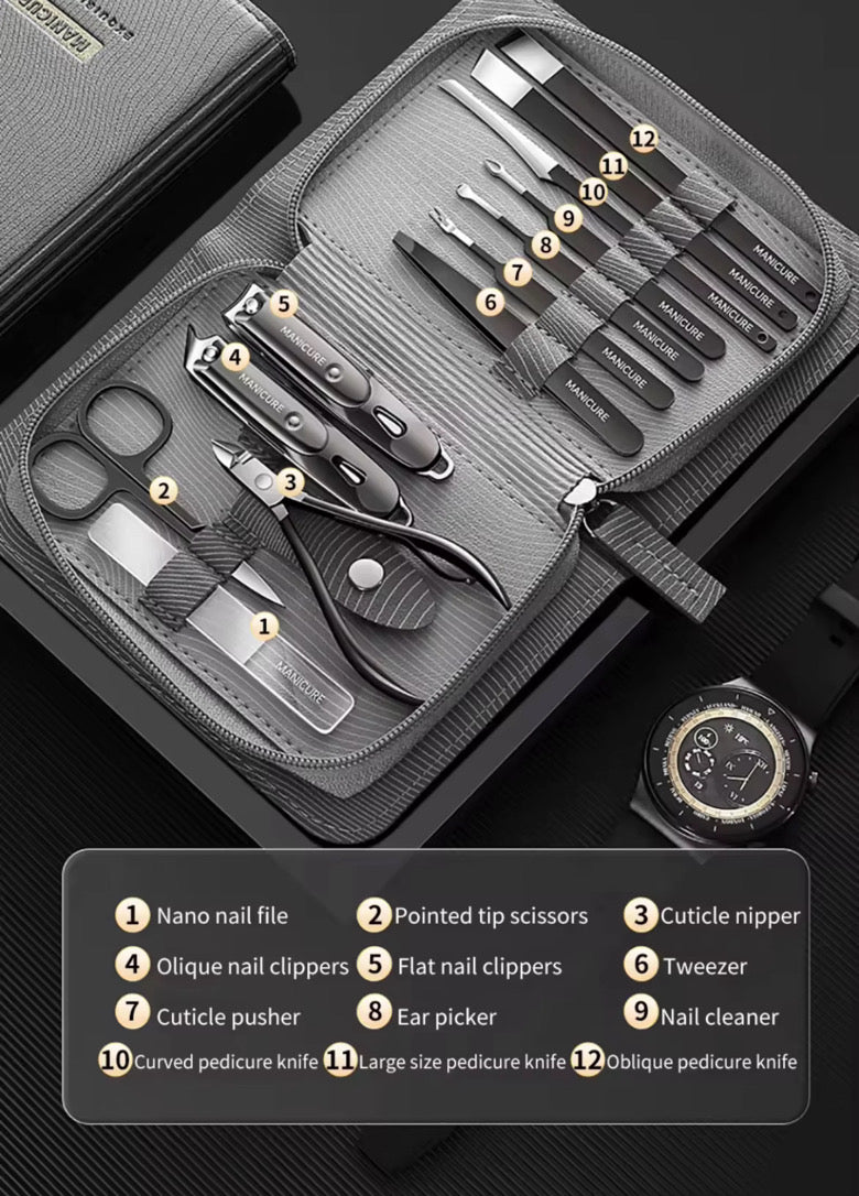 Profesjonalny zestaw do manicure i pedicure Premium 12 szt. - Wyprodukowano w Niemczech | BESTSELLER